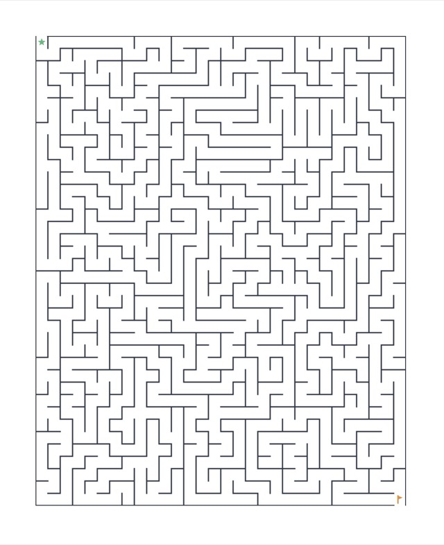 Printable maze puzzle with start and finish markers